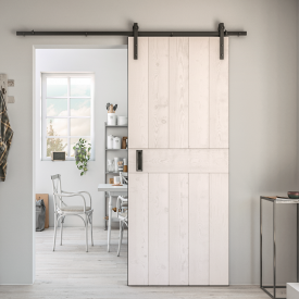 Western with Centric Bleached Oak Wood Single Barn Door