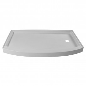 Cast Marble Shower Bases Single Threshold Curved Off-Set Drain
