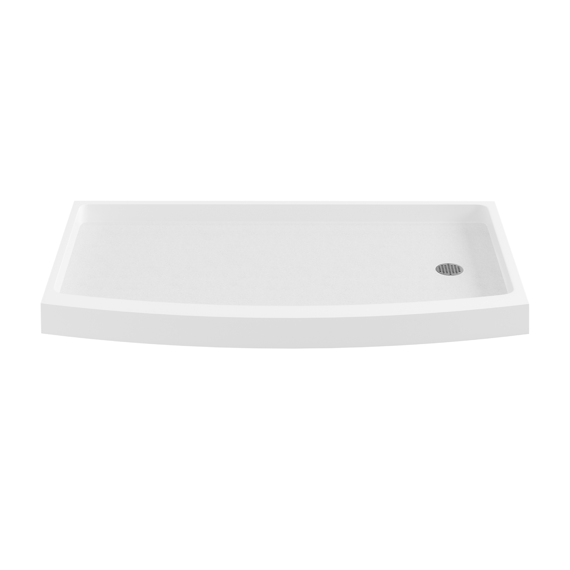 Cast Marble Shower Bases Single Threshold Curved Off-Set Drain