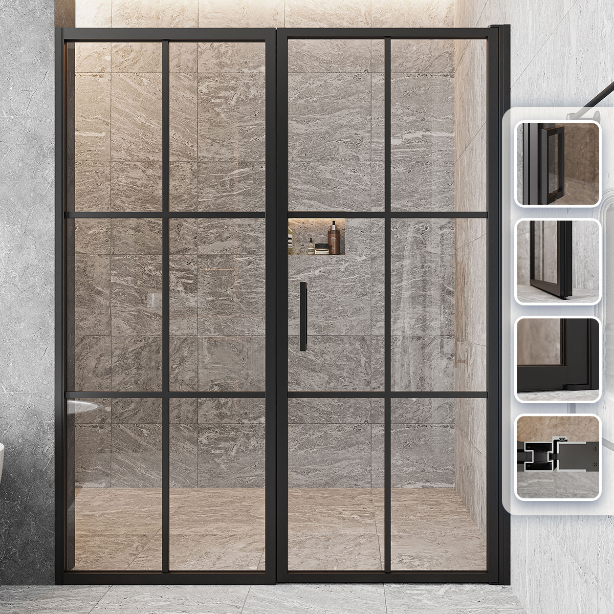 Axio XTRA Gridient Pivot Door and Panel Shower Door